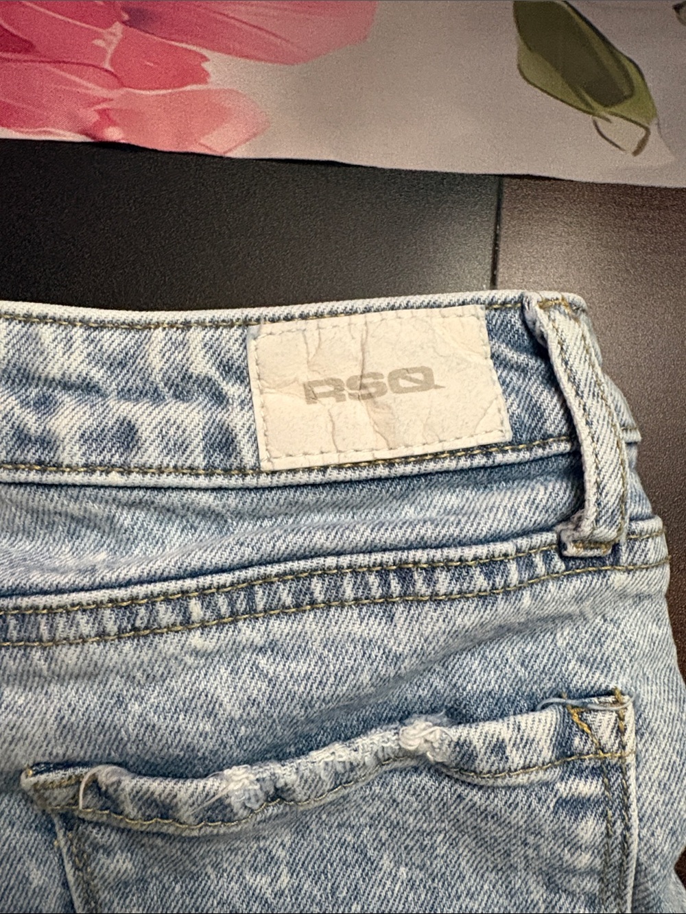 Light Wash Distressed Denim Shorts - Picture 2 of 4